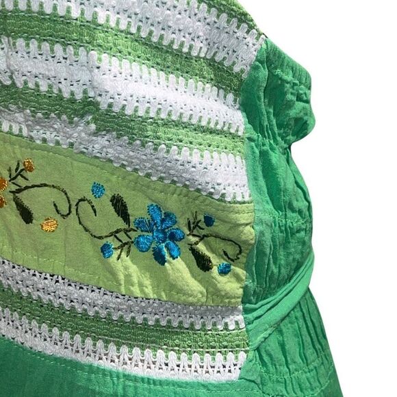 Mexican Bright Green Summer Hankerchief Crochet Halter Women’s Dress size large - Picture 6 of 9